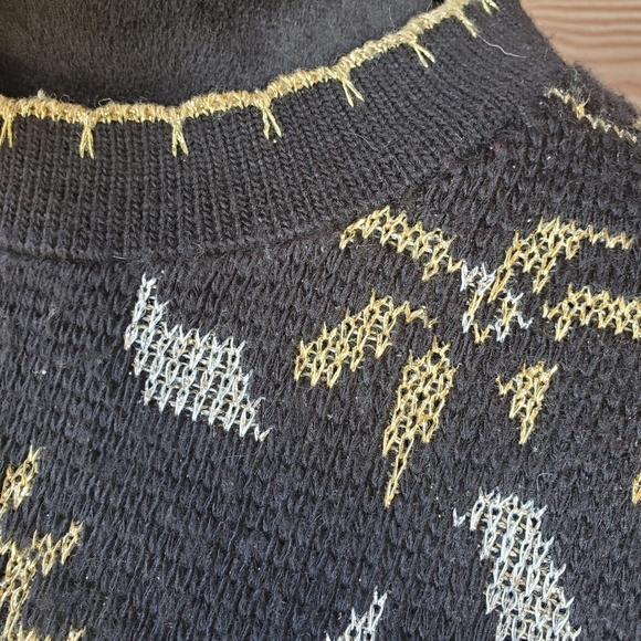 Dana Scott Metallic Floral Long Sleeve Black and Gold Vintage Sweater Top NWOT - Picture 13 of 17